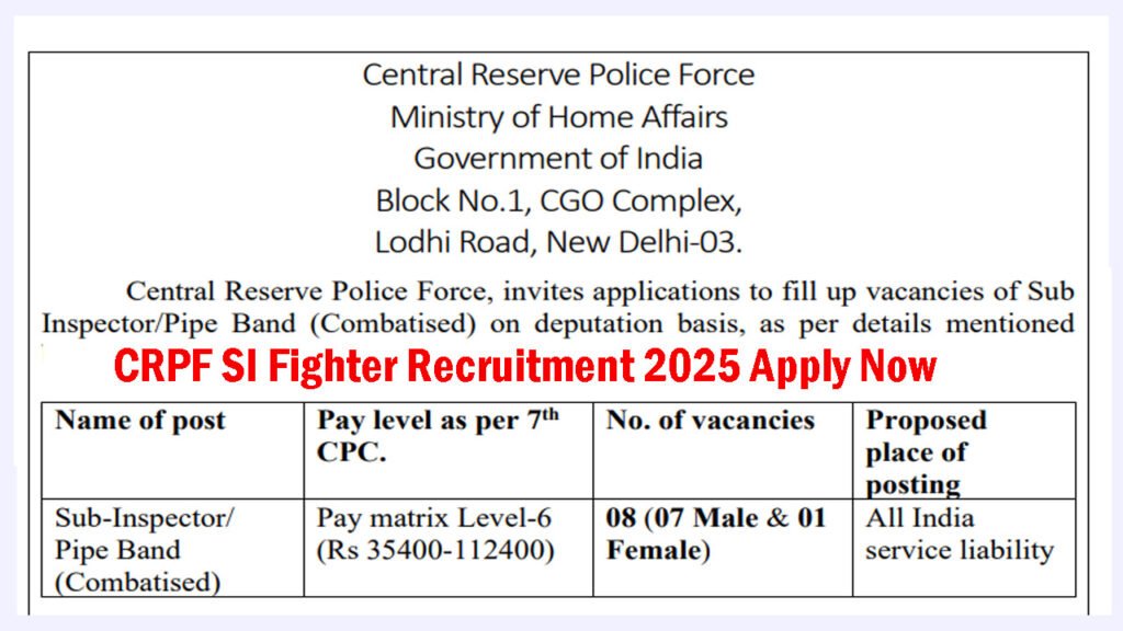 CRPF SI Fighter Recruitment 2025
