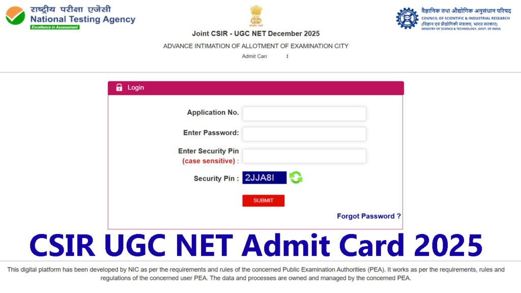 CSIR UGC NET Admit Card 2025