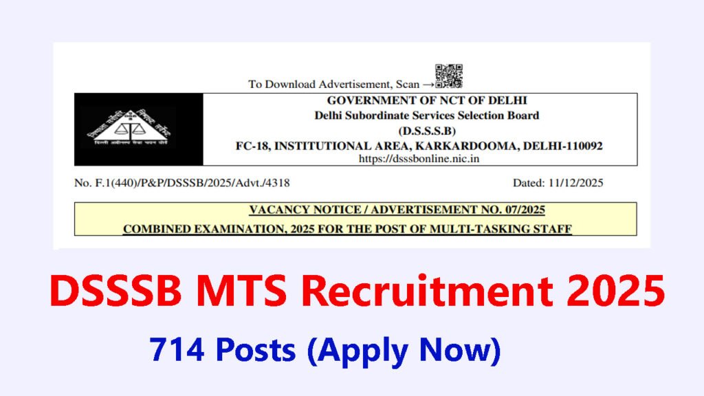 DSSSB MTS Recruitment 2025-26