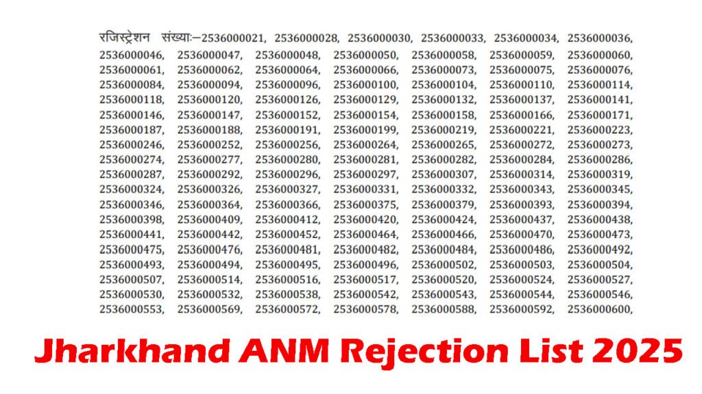 Jharkhand JSSC ANM Rejection List 2025