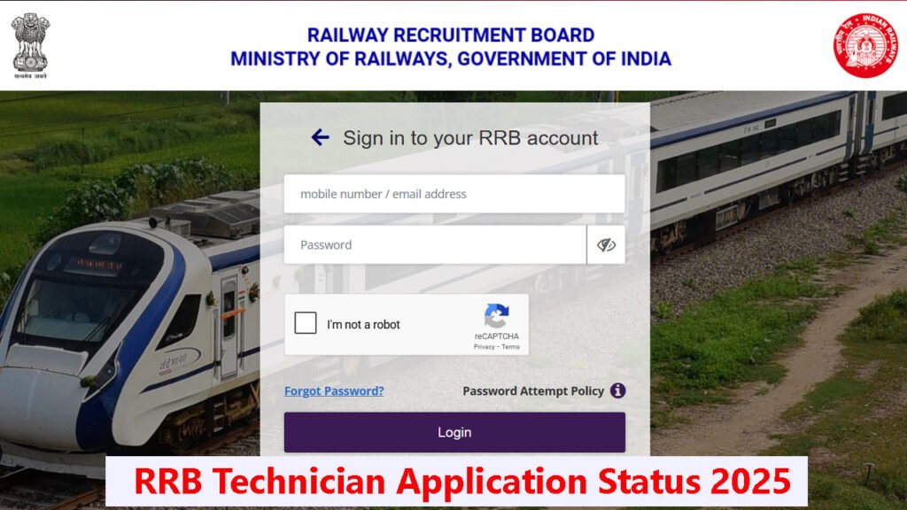 RRB Technician Application Status 2025
