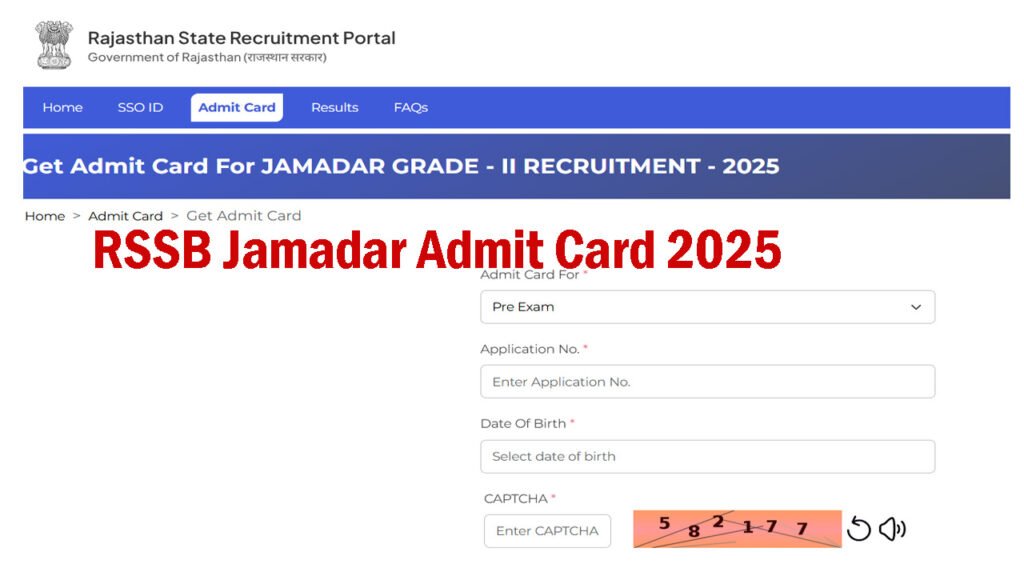RSSB Jamadar Admit Card 2025
