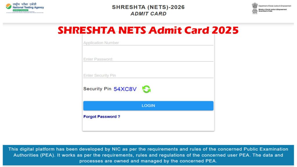 SHRESHTA NETS Admit Card 2026