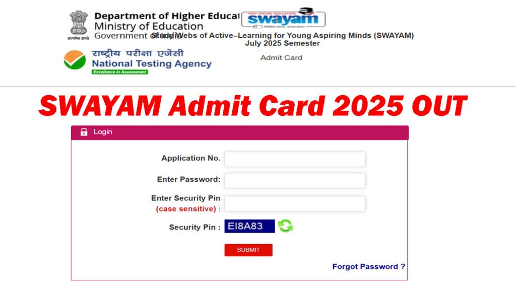 SWAYAM Admit Card 2025