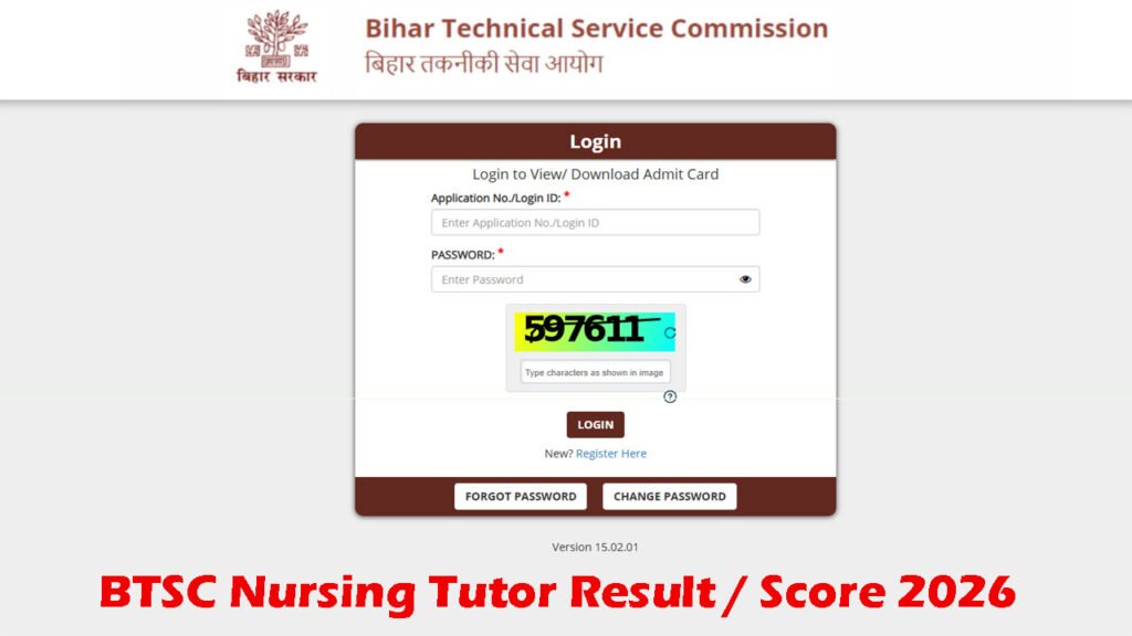 BTSC Nursing Tutor Result 2026
