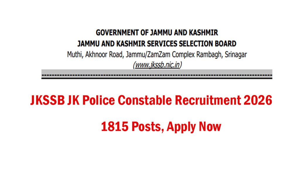 JKSSB JK Police Constable Recruitment 2026