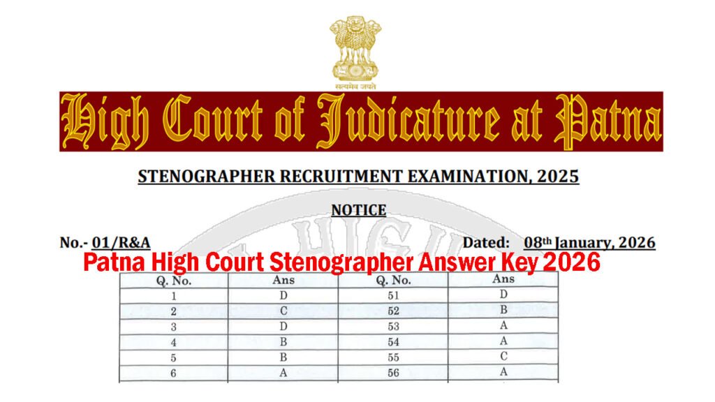 Patna High Court Stenographer Answer Key 2026