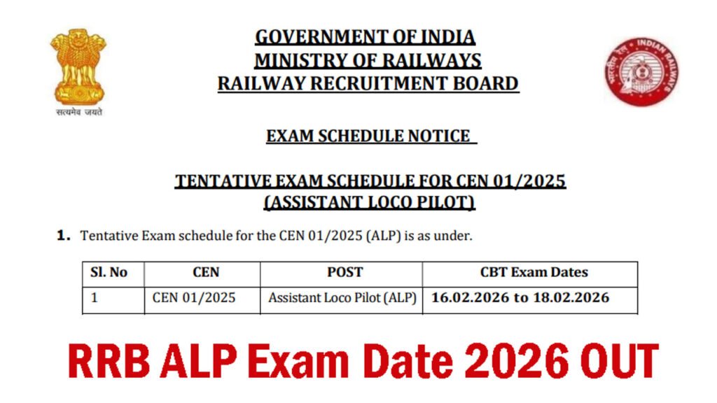 RRB ALP Exam Date 2026