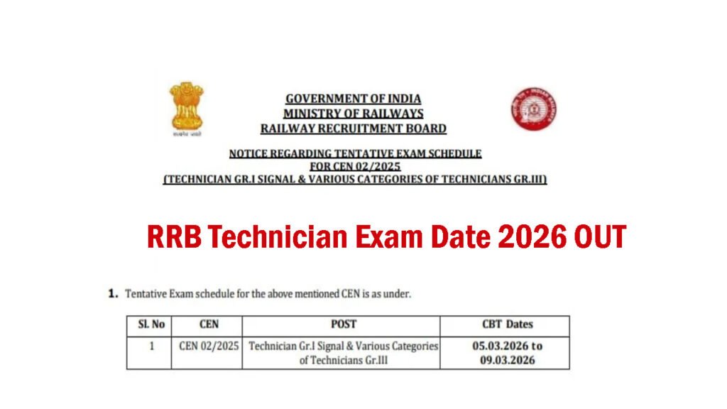 RRB Technician Exam Date 2026