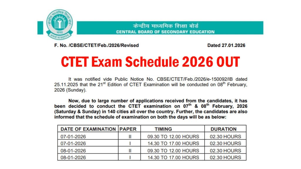 CTET Exam Schedule 2026