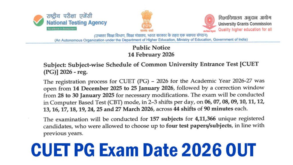CUET PG Exam Date 2026