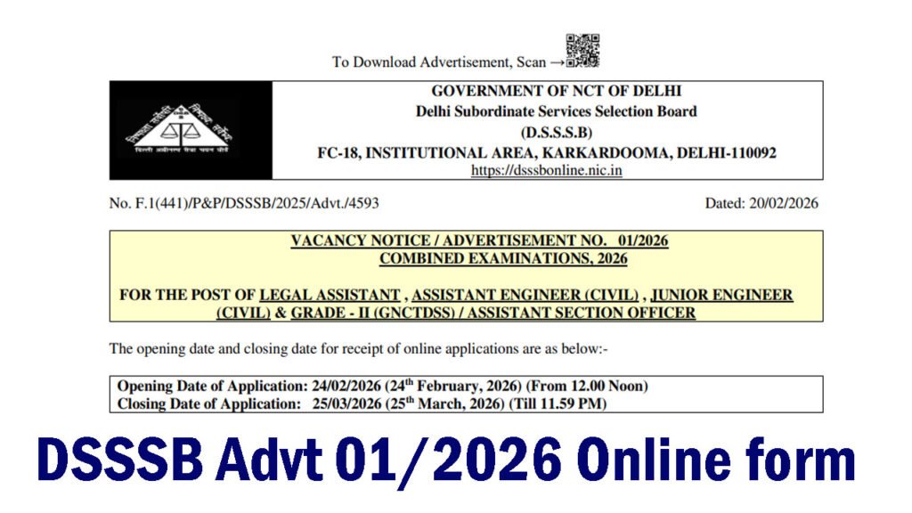 DSSSB Advt 01/2026 Online form