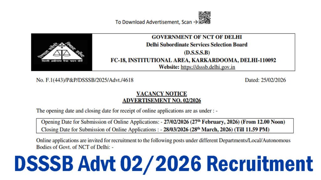 DSSSB Advt 02/2026 Recruitment