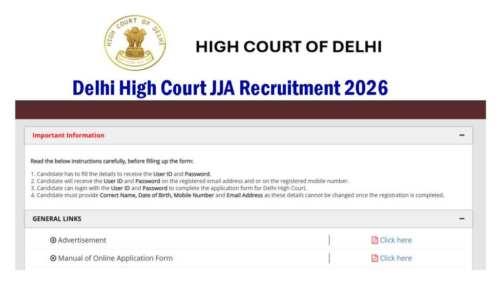 Delhi High Court JJA Recruitment 2026