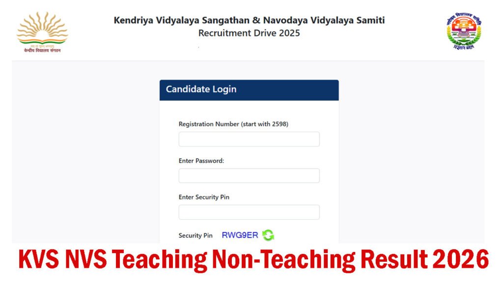 KVS NVS Teaching Non-Teaching Result 2026