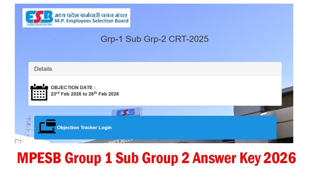 MPESB Group 1 Sub Group 2 Answer Key 2026