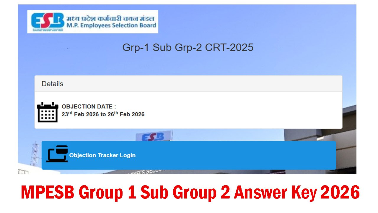 MPESB Group 1 Sub Group 2 Answer Key 2026 OUT Download, Objection ...