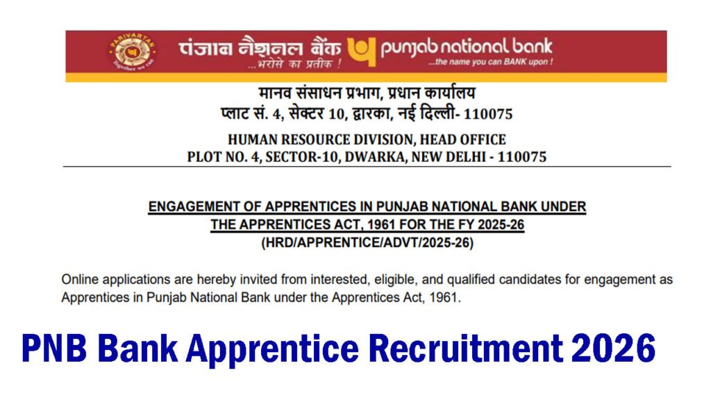 PNB Bank Apprentice Recruitment 2026