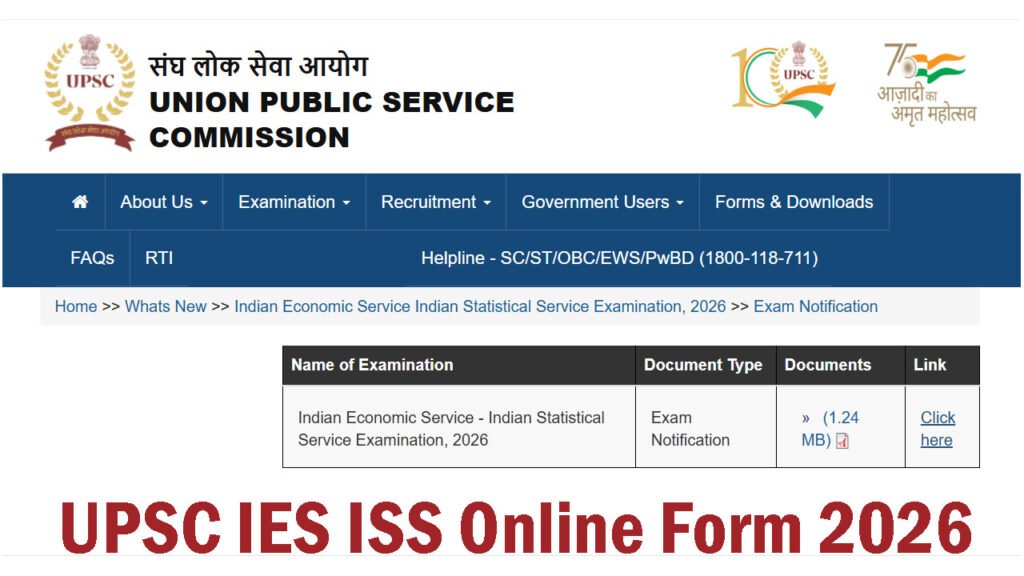 UPSC IES ISS Online Form 2026