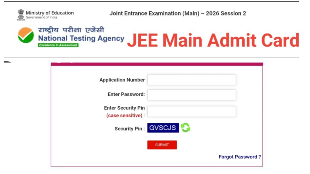 JEE Main Session 2 Admit Card 2026 City Intimation Slip OUT Download Now