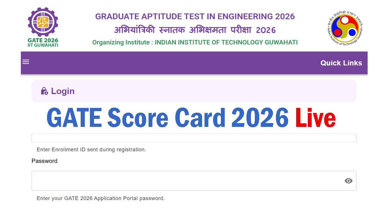 GATE Score Card 2026 Out Gate2026 Iitg Ac In Check Marks Scorecard GATE Score Card 2026 