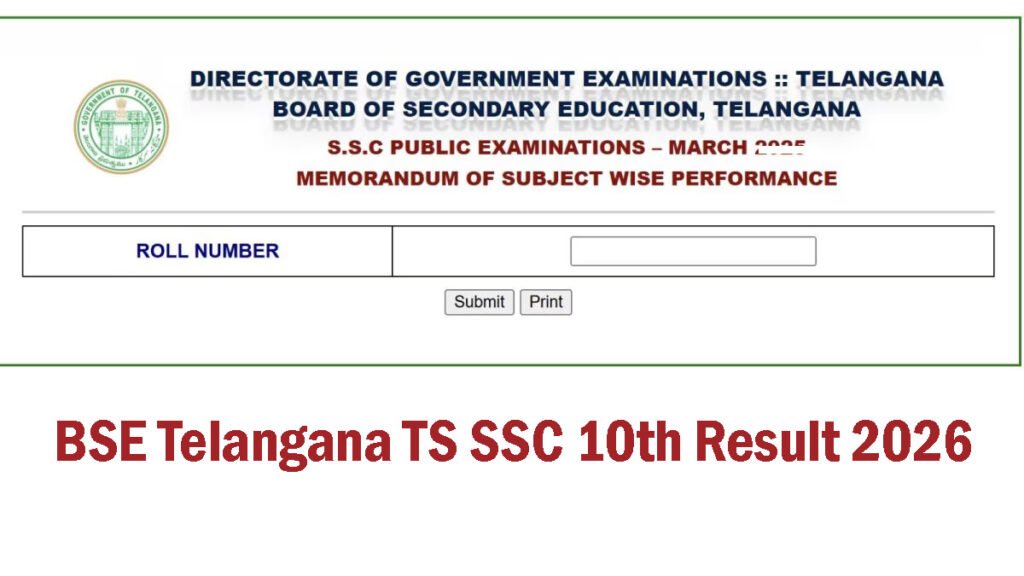 BSE Telangana TS SSC 10th Result 2026