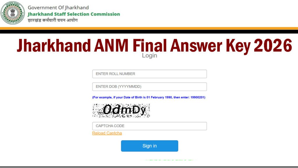 Jharkhand ANM Final Answer Key 2026