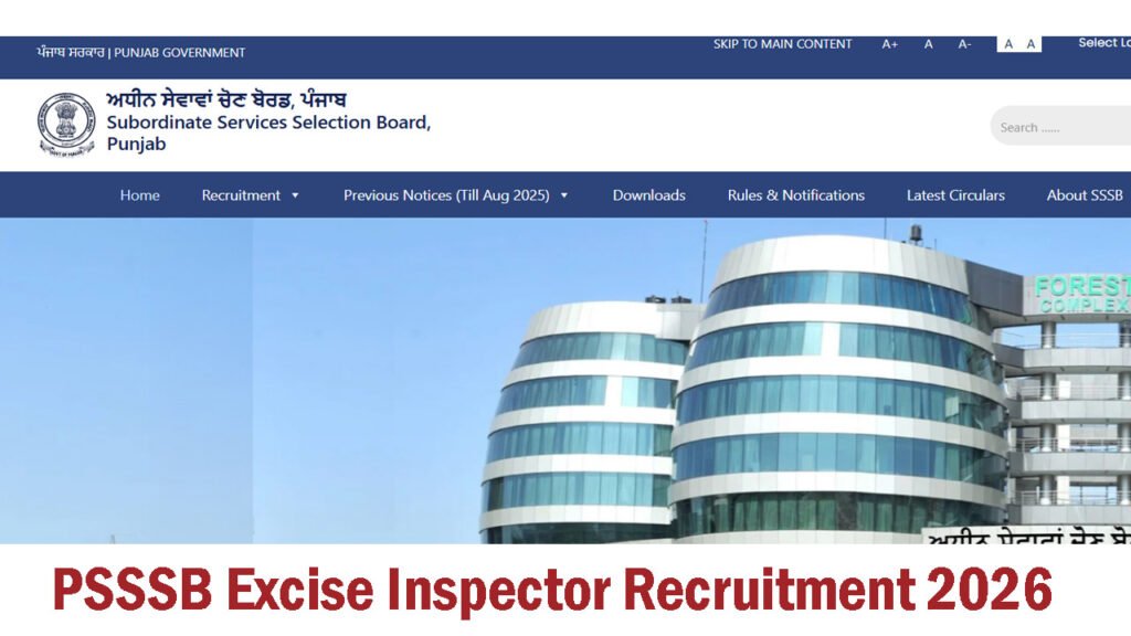PSSSB Excise Inspector Recruitment 2026