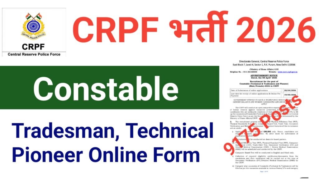 CRPF Tradesman Recruitment 2026
