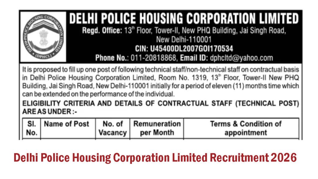 Delhi Police Housing Corporation Limited Recruitment 2026