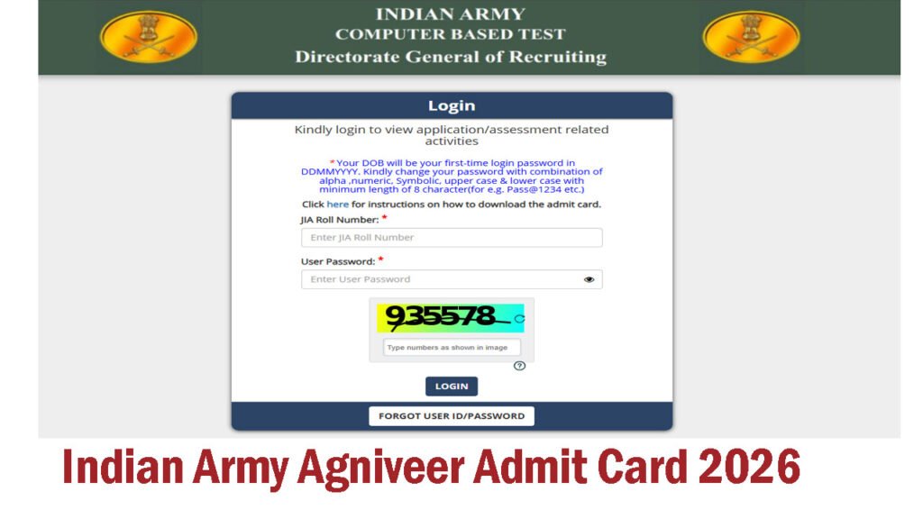 Indian Army Agniveer Admit Card 2026