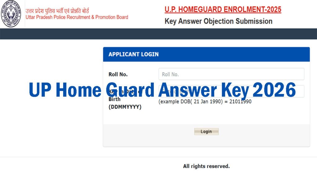 UP Home Guard Answer Key 2026