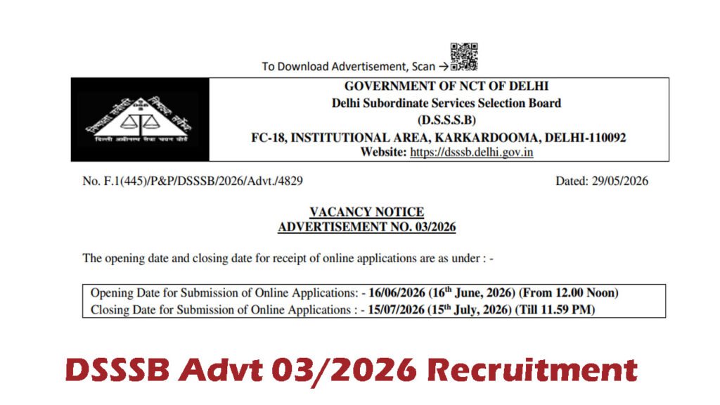DSSSB Advt 03/2026 Recruitment