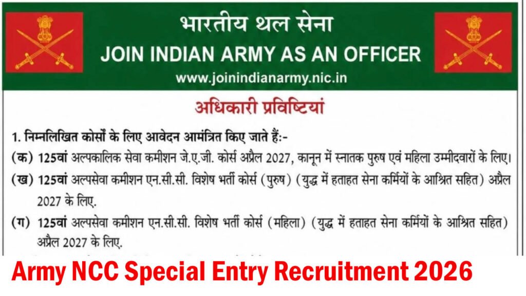 Army NCC Special Entry Recruitment 2026