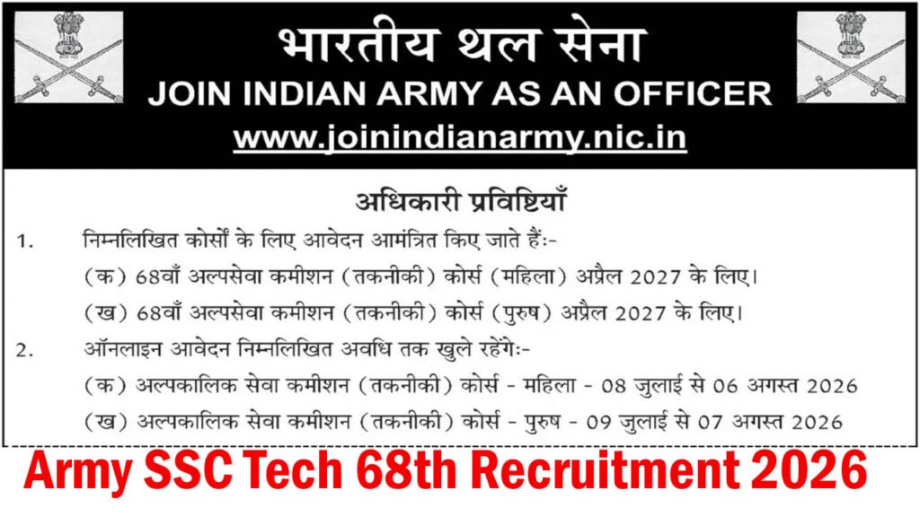 Army SSC Tech 68th Recruitment 2026
