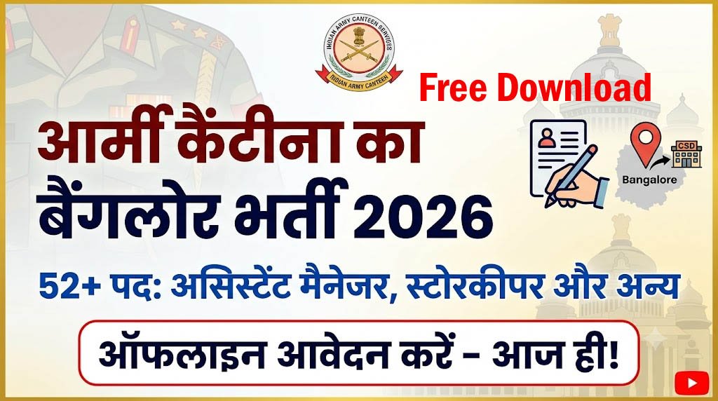 Army Station Canteen Bangalore Recruitment 2026