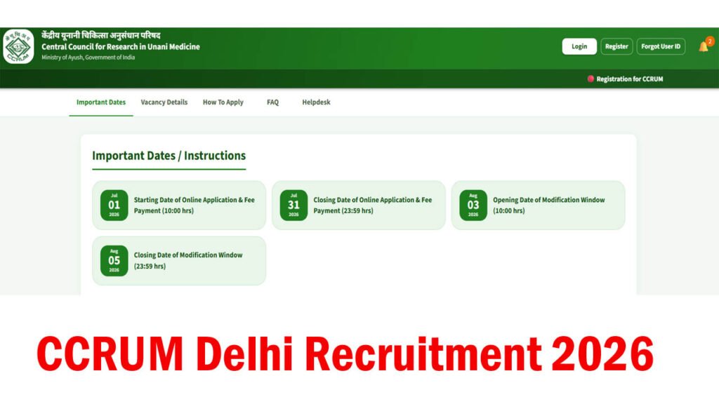 CCRUM Delhi Recruitment 2026