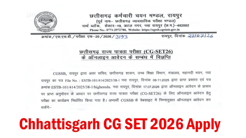 Chhattisgarh CG SET 2026