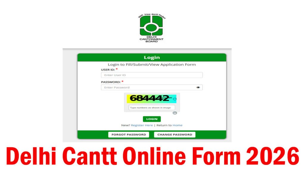 Delhi Cantonment Board Online Form 2026