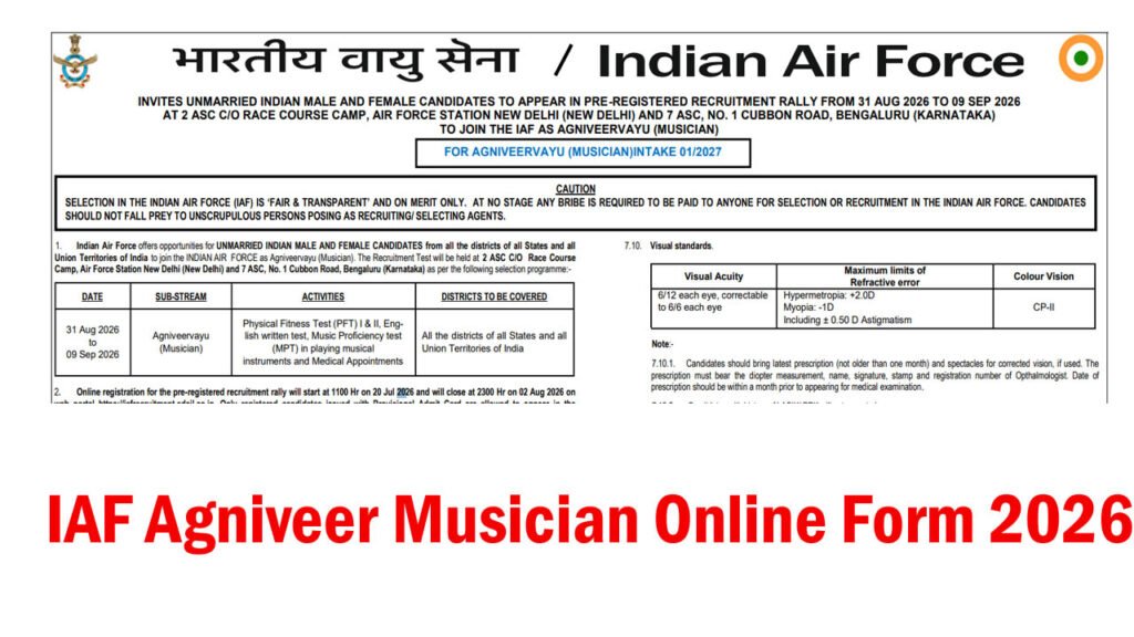 IAF Agniveer Musician Online Form 2026