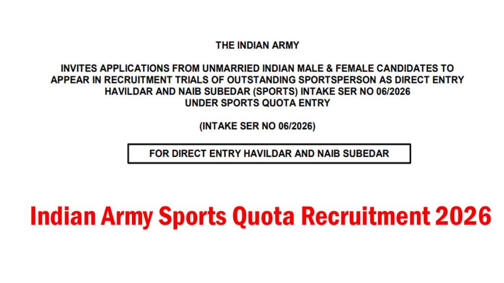 Indian Army Sports Quota Recruitment 2026