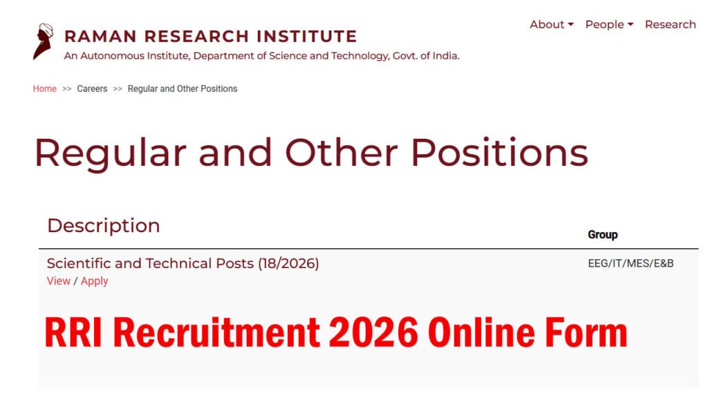RRI Recruitment 2026 Online Form