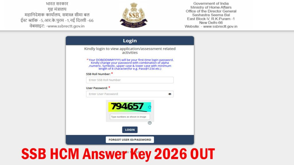 SSB HCM Answer Key 2026