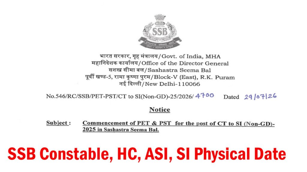 SSB Physical Date 2026