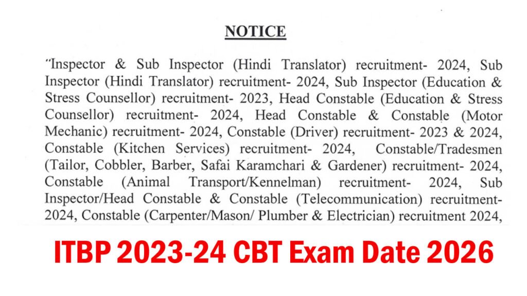 ITBP CBT Exam Date 2026