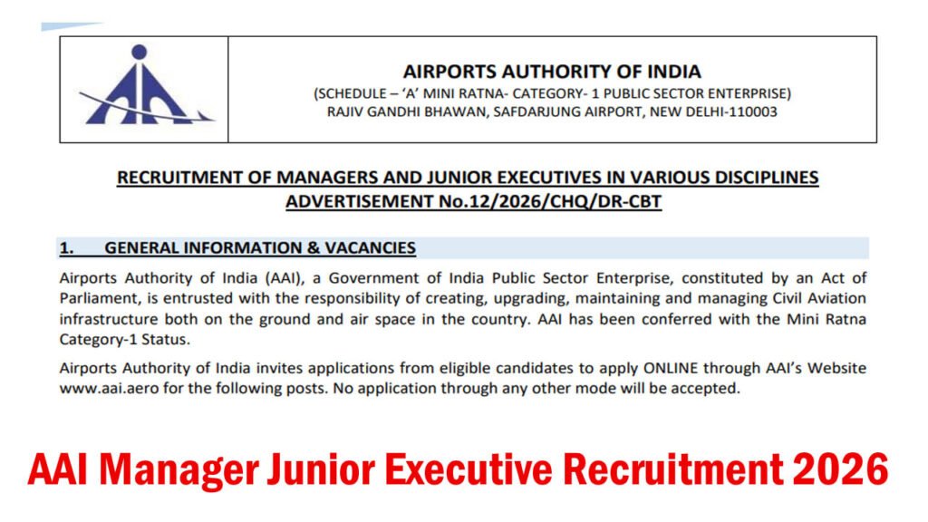 AAI Manager & Jr. Executive Recruitment 2026