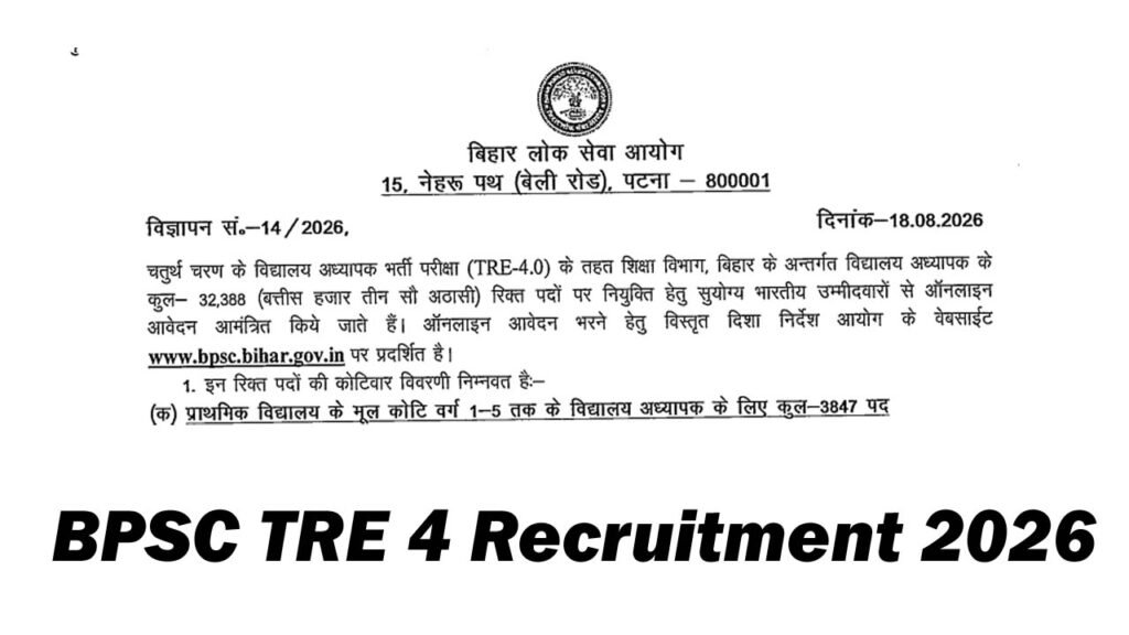 BPSC TRE 4 Recruitment 2026