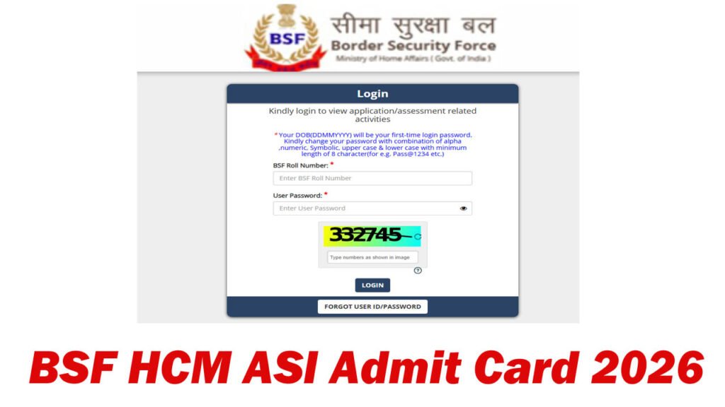 BSF HCM ASI Admit Card 2026