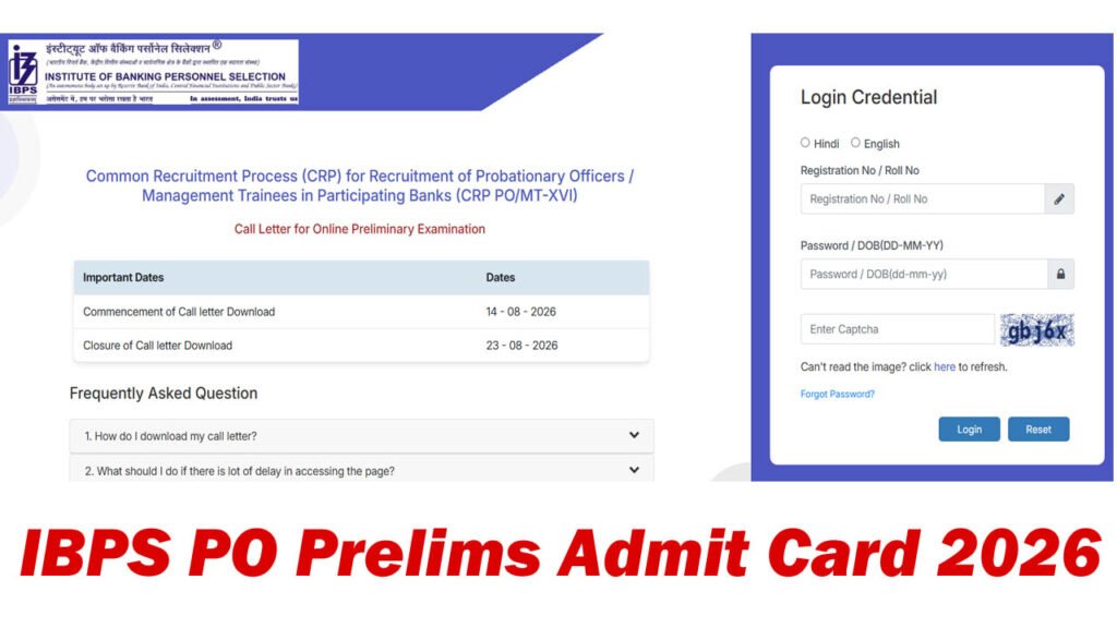 IBPS PO Prelims Admit Card 2026