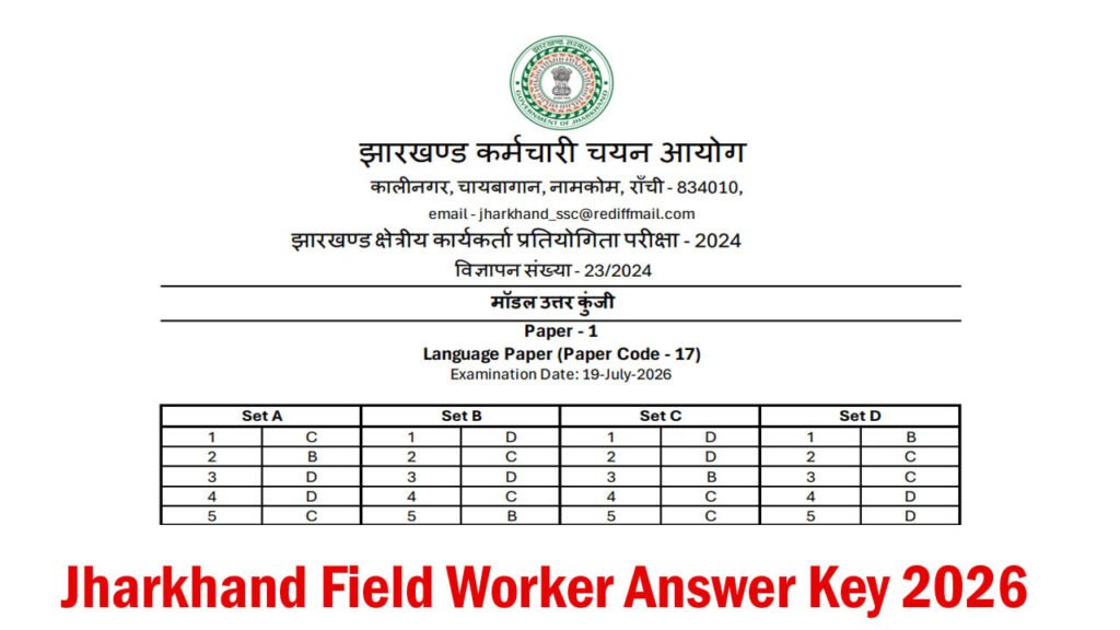 Jharkhand Field Worker Answer Key 2026